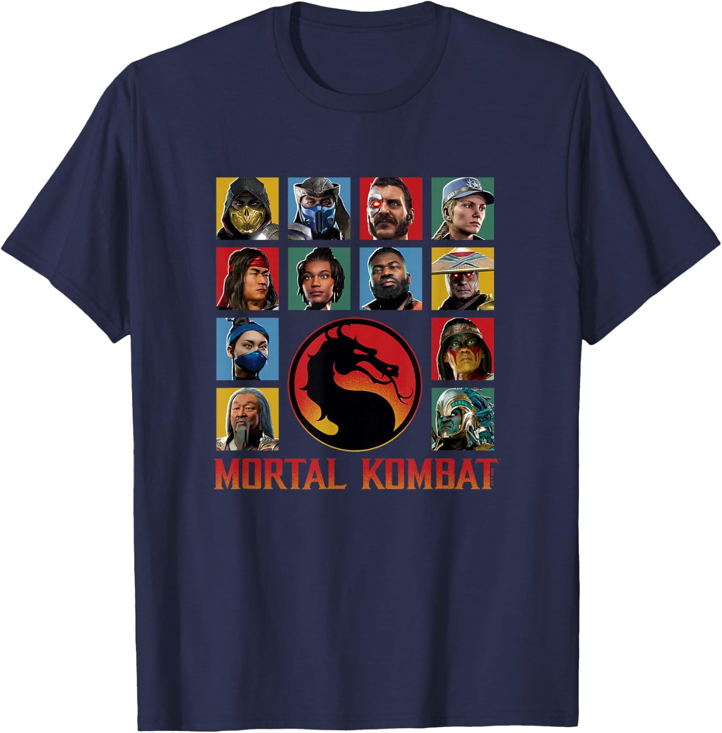 Mortal Kombat Klassic Main Fighters Characters Group Shot T-Shirt - T-Shirt | Navy