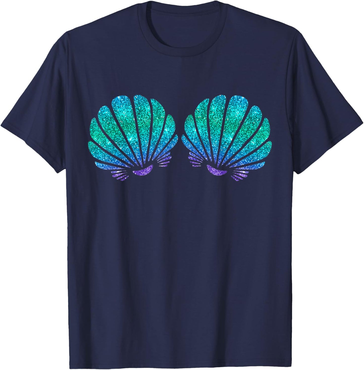 Mermaid Sea Shell Bra Costume T-Shirt - T-Shirt | Navy
