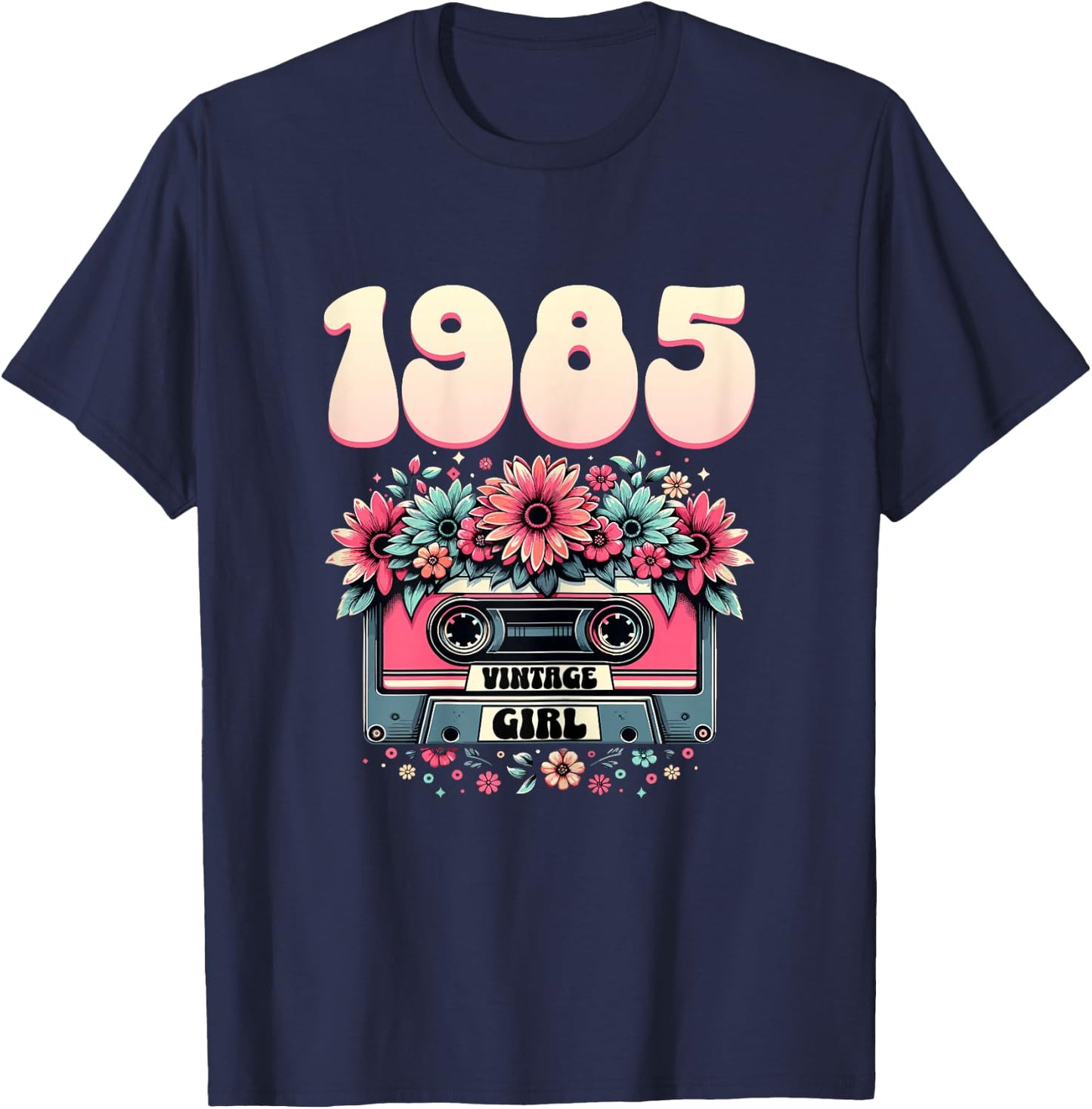 1985 Birthday Vintage Woman 40th Birthday 1985 , Black T-Shirt - T-Shirt | Navy