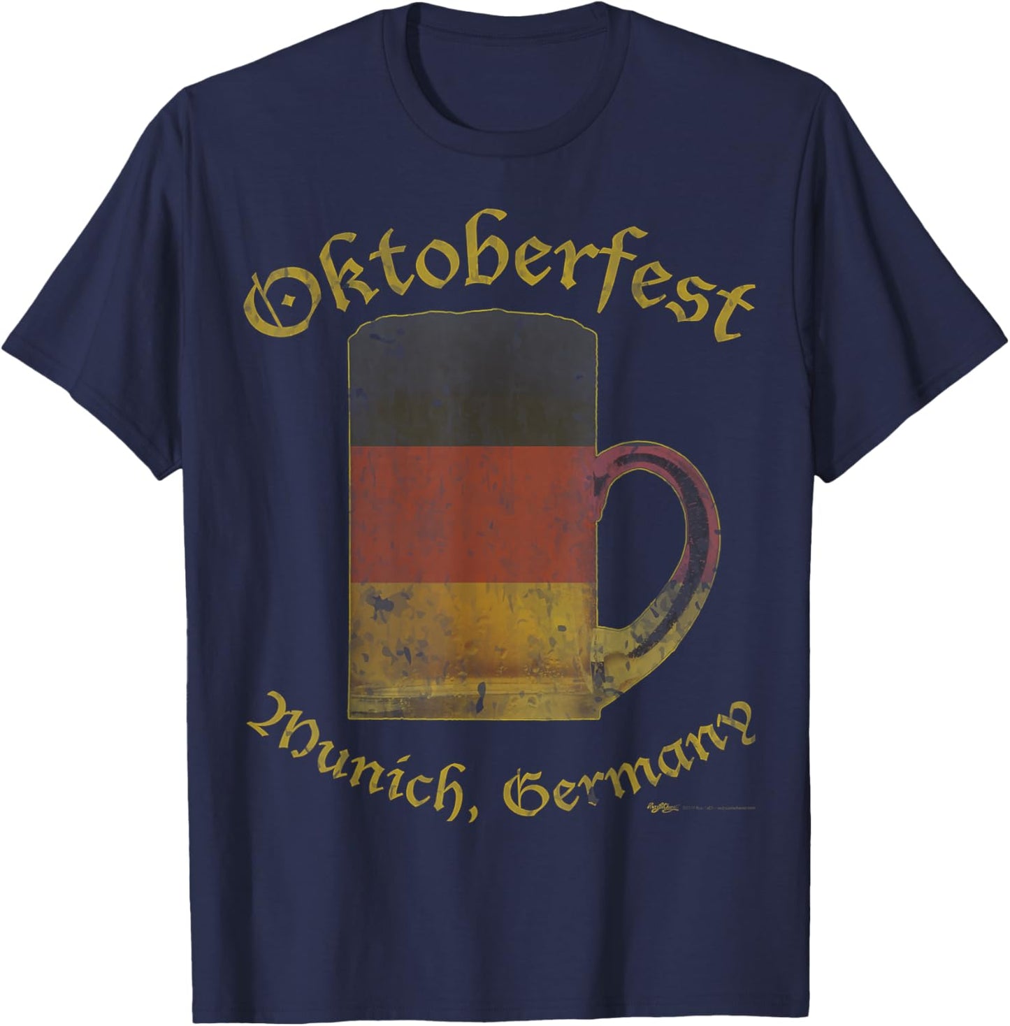 Vintage Oktoberfest Munich, Germany Flag Drinking T-Shirt - T-Shirt | Navy