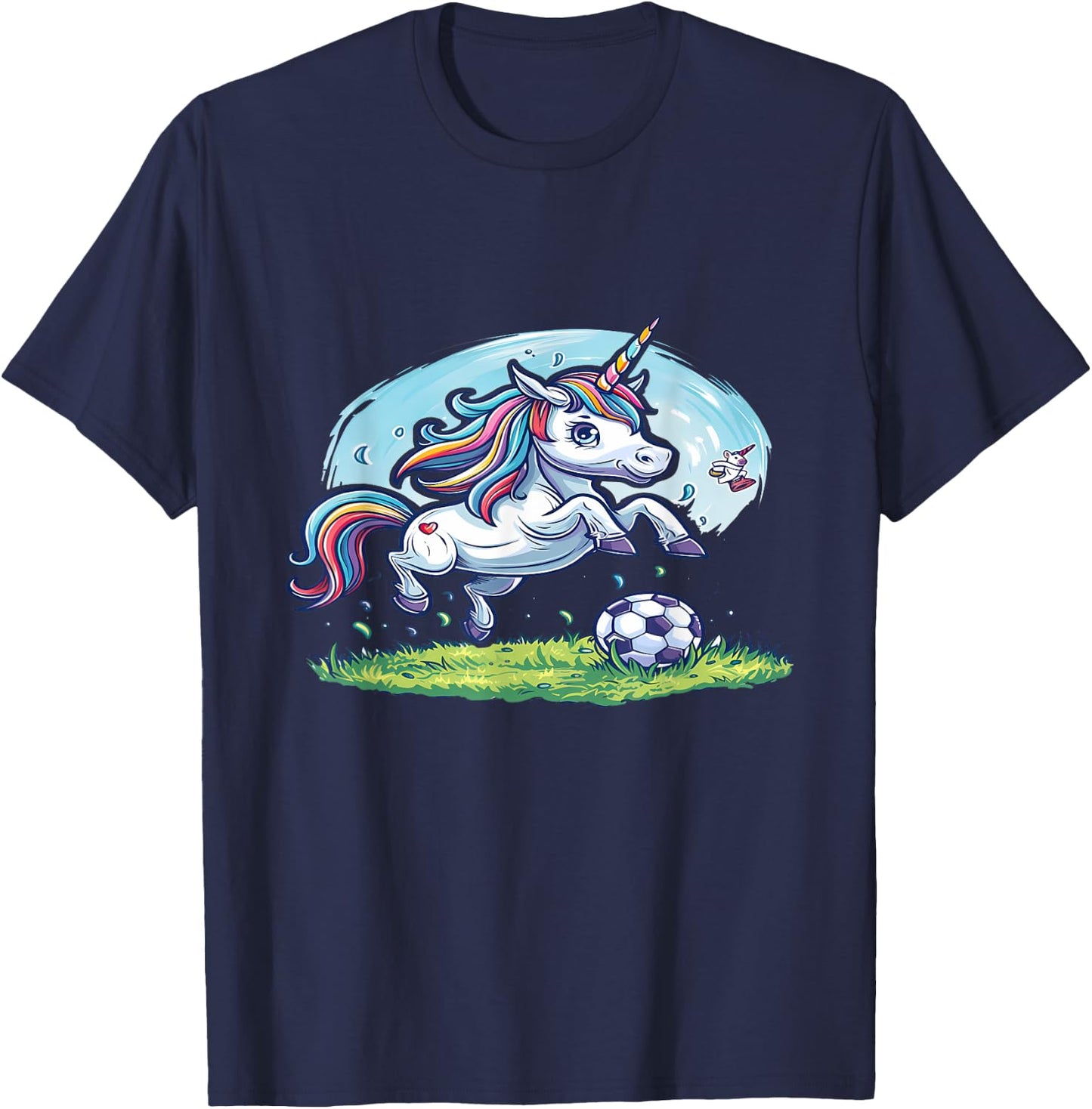 Les animaux jouent au foot- La licorne joue au football T-Shirt - T-Shirt | Navy