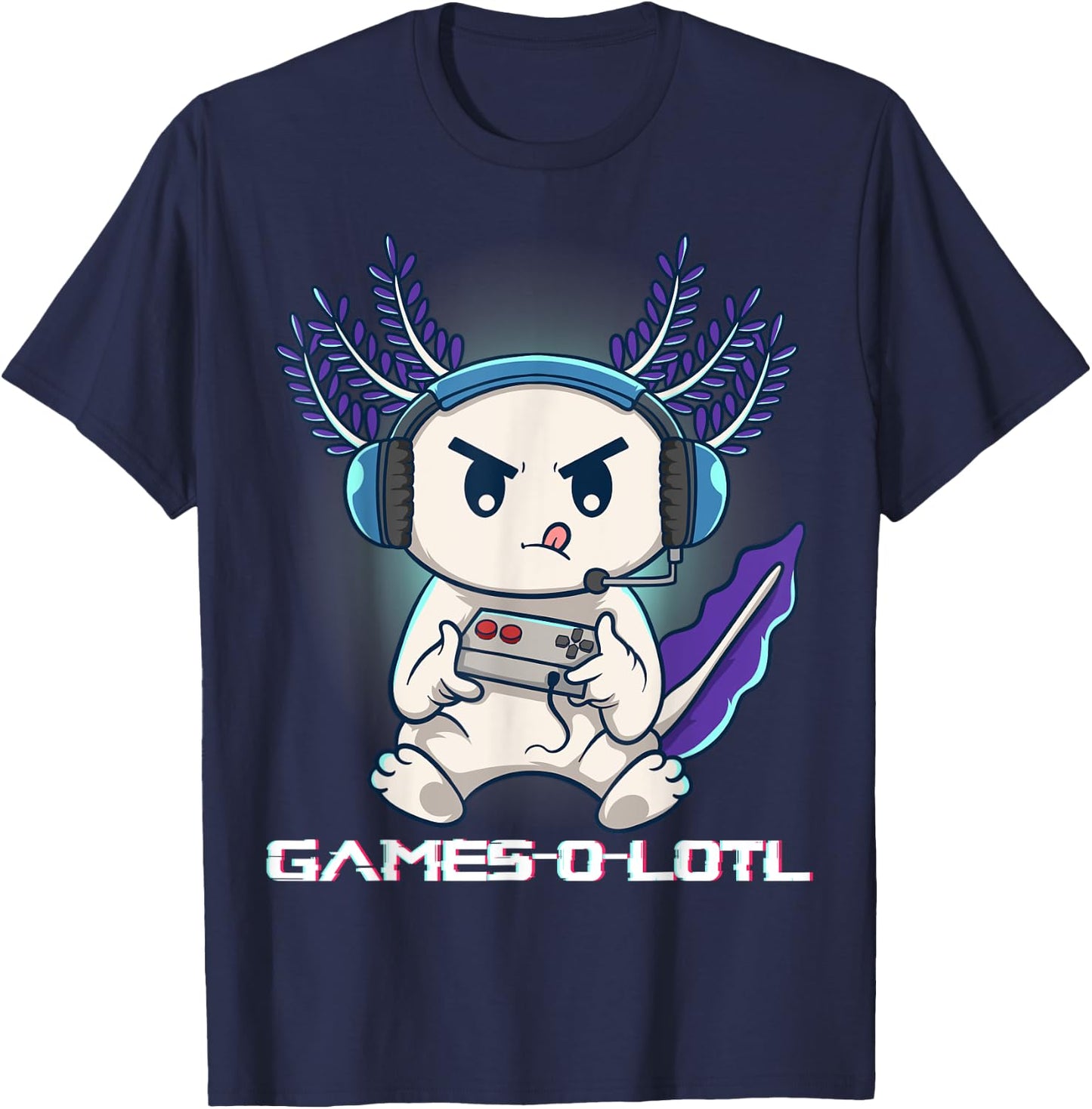 Axolotl Playing Console Video Games Gamesolotl Gaming T-Shirt - T-Shirt | Navy
