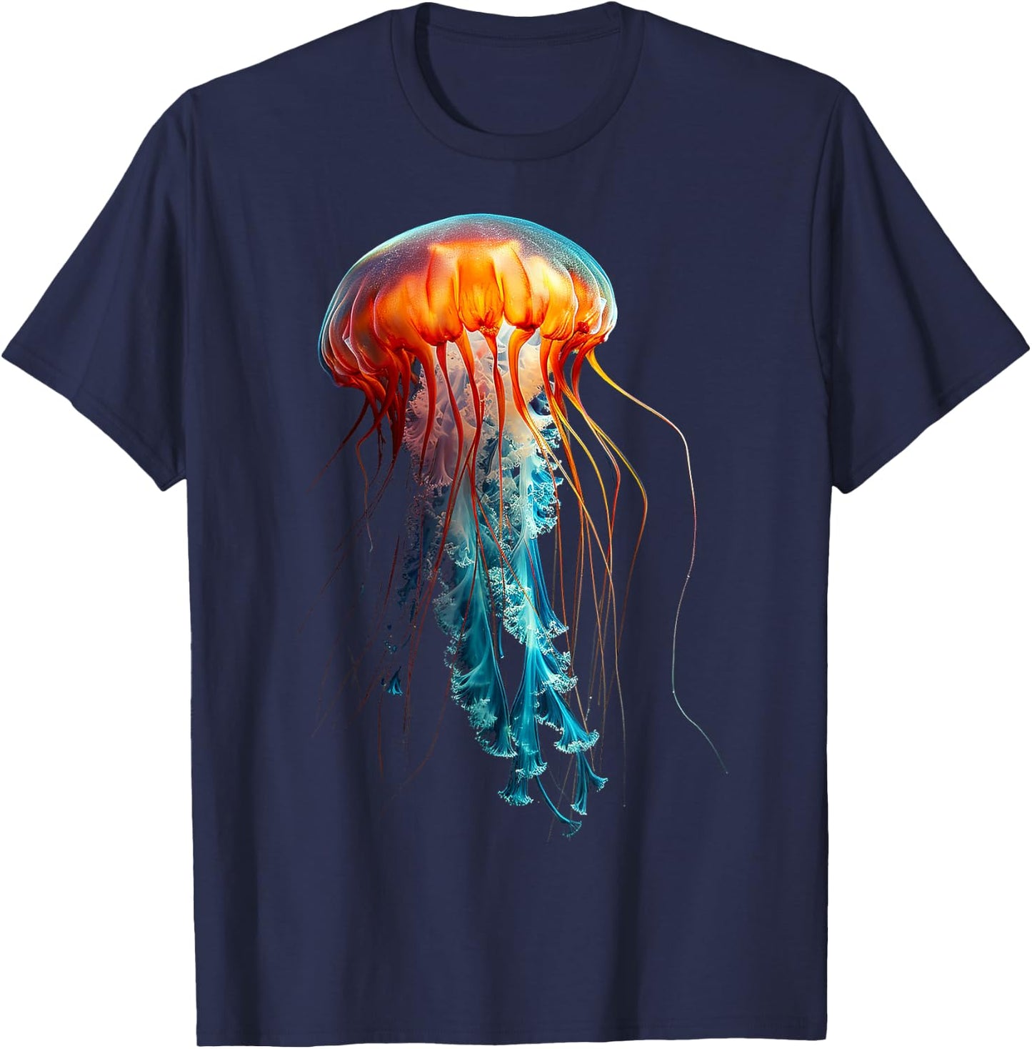Jellyfish Colorful Abstract Animal Art Graphic Jellyfish T-Shirt - T-Shirt | Navy