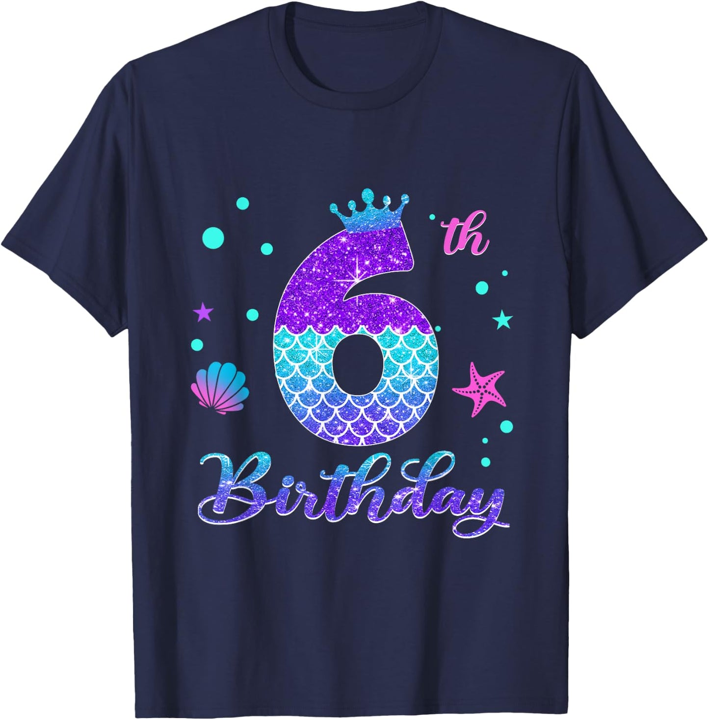 6th Birthday Girl Mermaid For 6 Years Old Mermazing T-Shirt - T-Shirt | Navy