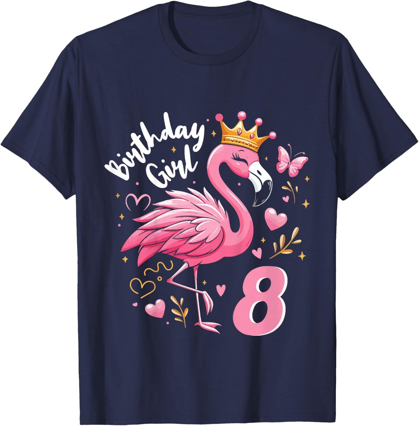 8. Geburtstag süßes Flamingo Mädchen 8 Jahre alt Niedlich T-Shirt - T-Shirt | Navy