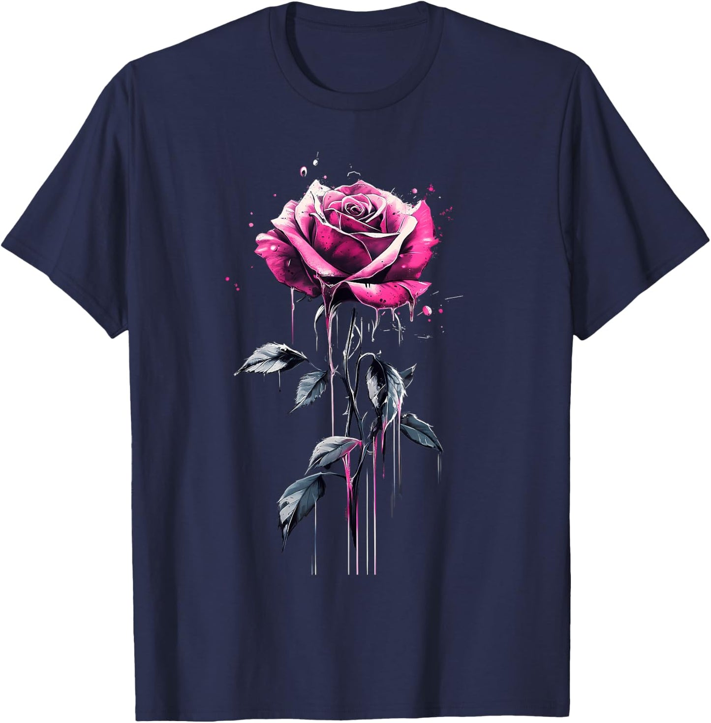 Rose Rose Botaniste Jardin Jardin Jardin Fleur Rose T-Shirt - T-Shirt | Navy