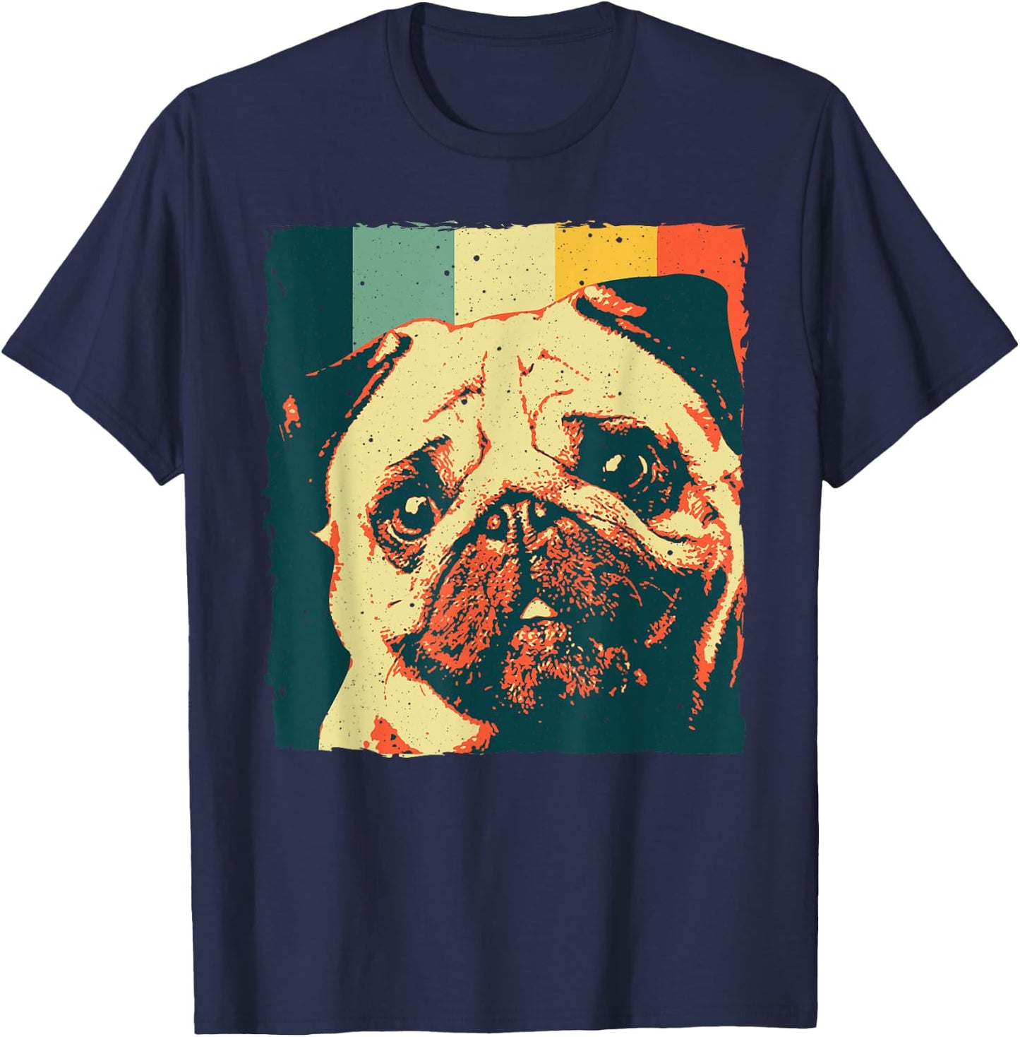 Cool Pug Women Black Pug Dog Lovers Vintage 80s 90s T-Shirt - T-Shirt | Navy