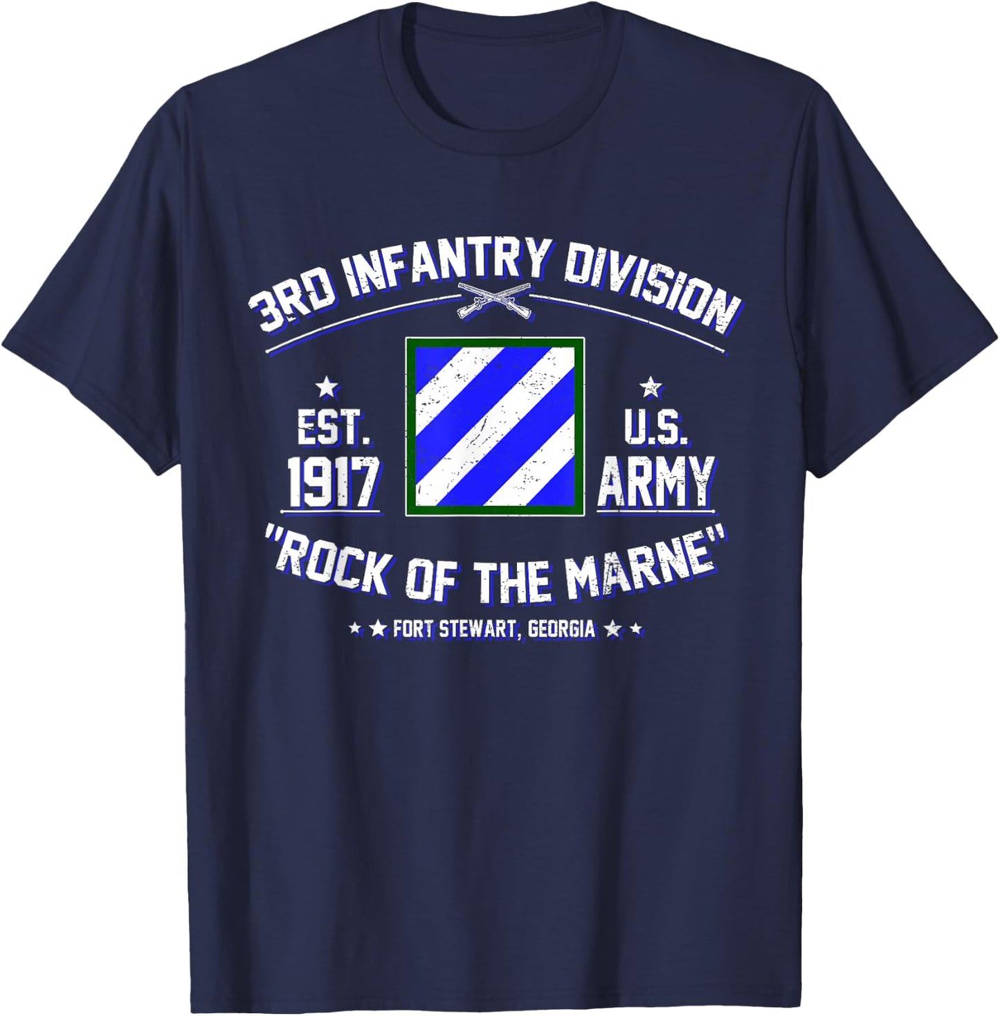Proud 3rd Infantry Division Rock Of Marne US Veteran T-Shirt - T-Shirt | Navy