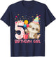 5 Year Old Sloth Girl Party Cute Sloth Lover 5th Birthday T-Shirt - T-Shirt | Navy