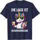 with German Text "Die Lage Ist Besäufniserregend Unicorn" Party, black T-Shirt - T-Shirt | Navy