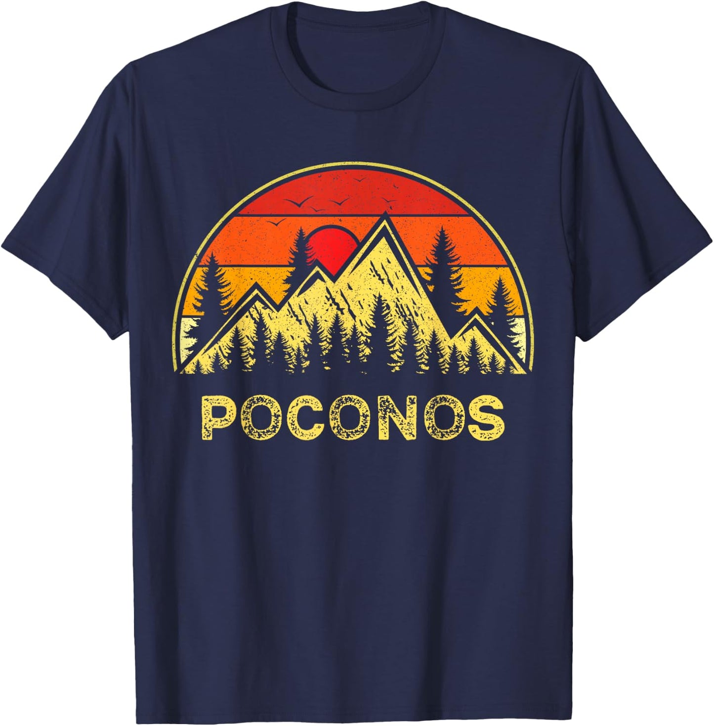 Vintage Poconos Pennsylvania PA Mountains Hiking Souvenir T-Shirt - T-Shirt | Navy