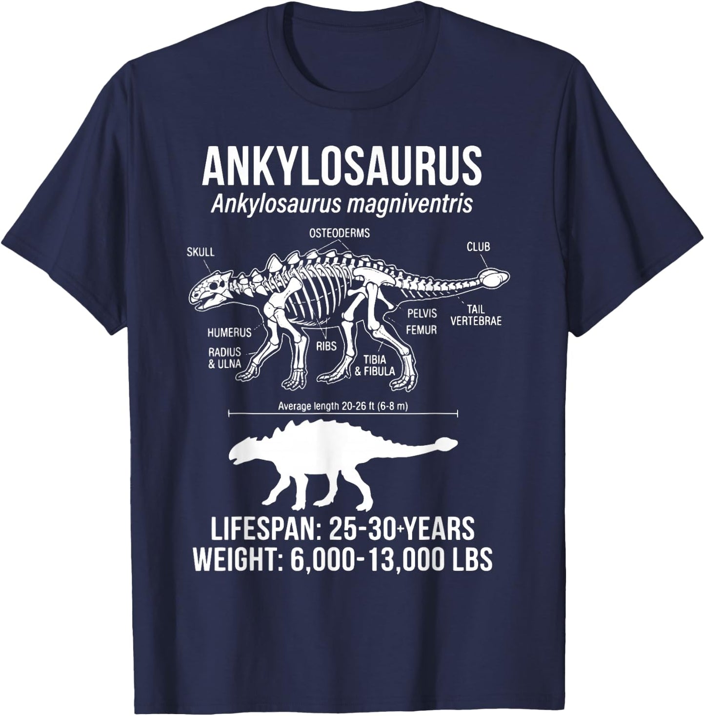 Ankylosaurus Diagram Reptile T-Shirt - T-Shirt | Navy