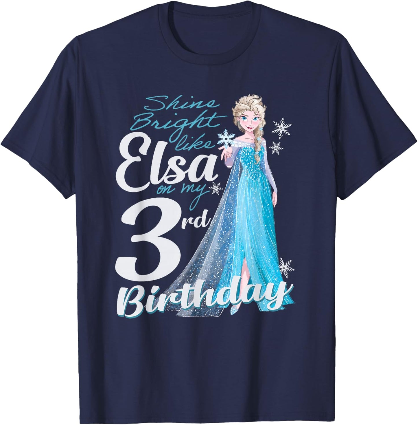 Disney Frozen Bright Like Elsa 3rd Birthday , black T-Shirt - T-Shirt | Navy