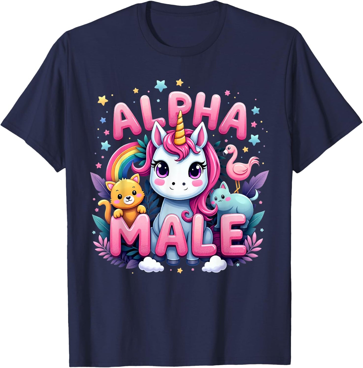 Funny Unicorn Alpha Cute Unicorn Meme Male Men or Women T-Shirt - T-Shirt | Navy