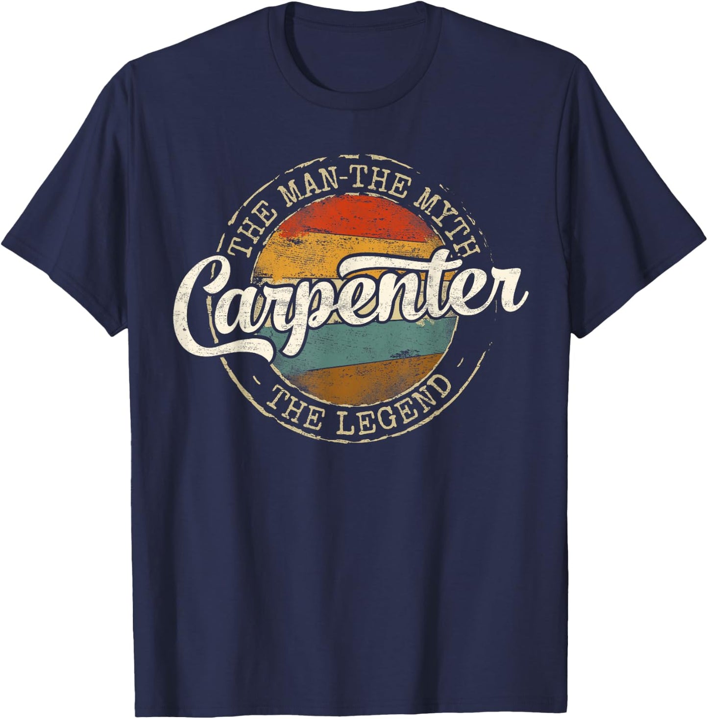 Carpenter The Man The Myth The Legend Vintage Stamp Builder T-Shirt - T-Shirt | Navy