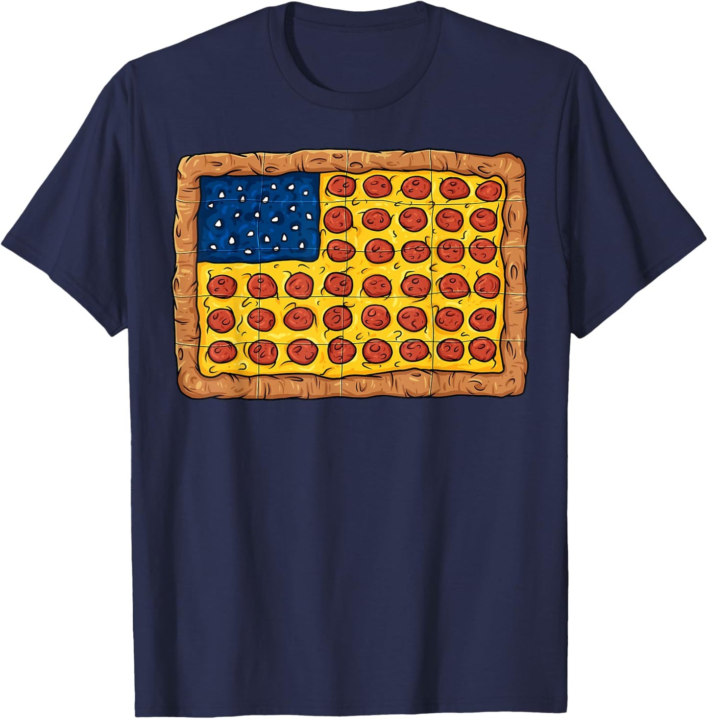 Pizza American Flag 4th Of July Funny Food Boys Girls Kids T-Shirt - T-Shirt | Navy