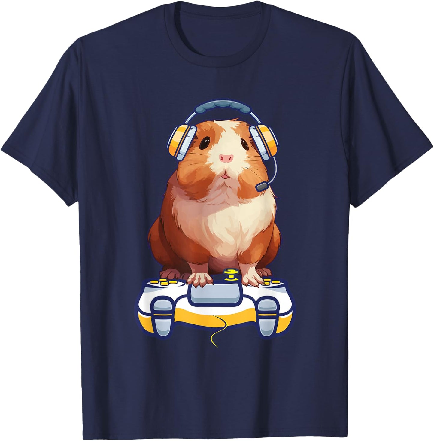 Funny guinea pig and Video Gamer Lover fluffy cavy Gamers T-Shirt - T-Shirt | Navy