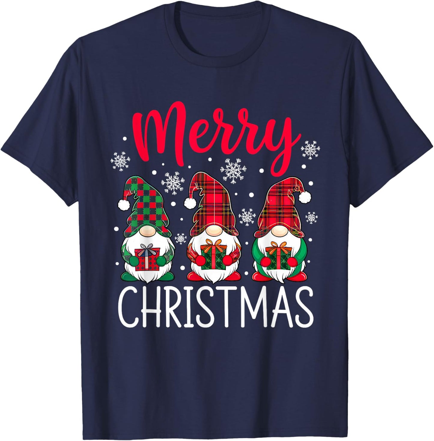 Three Gnomes Merry Christmas Funny Family Xmas T-Shirt - T-Shirt | Navy