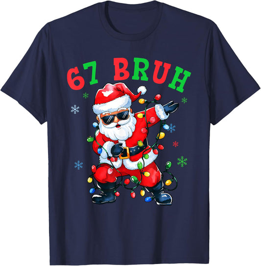67 Christmas Funny Six Seven Bruh Meme 67 Santa Dabbing Xmas T-Shirt - T-Shirt | Navy