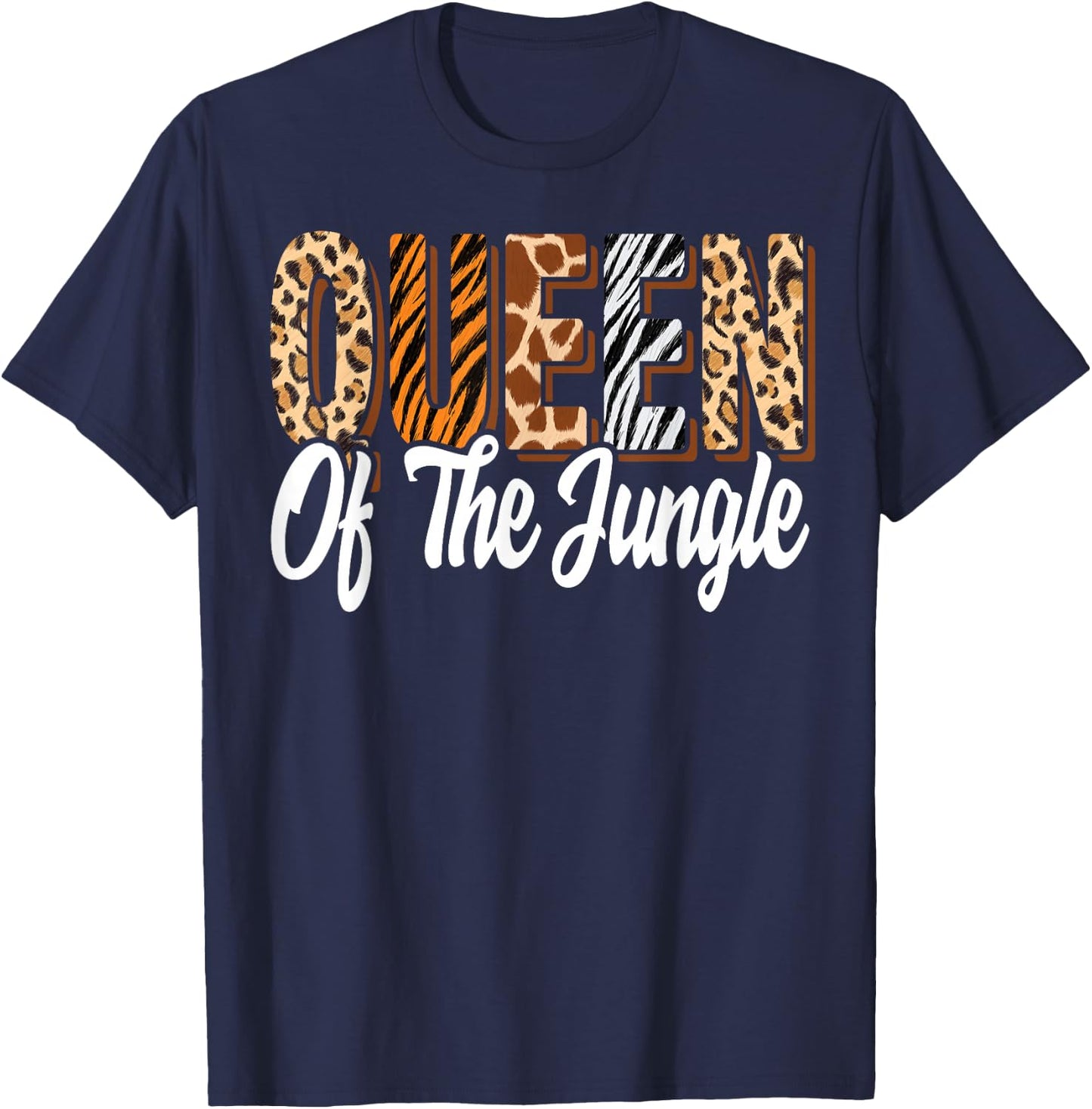 Queen of the Jungle Zoo Birthday Safari Jungle Animal , black T-Shirt - T-Shirt | Navy