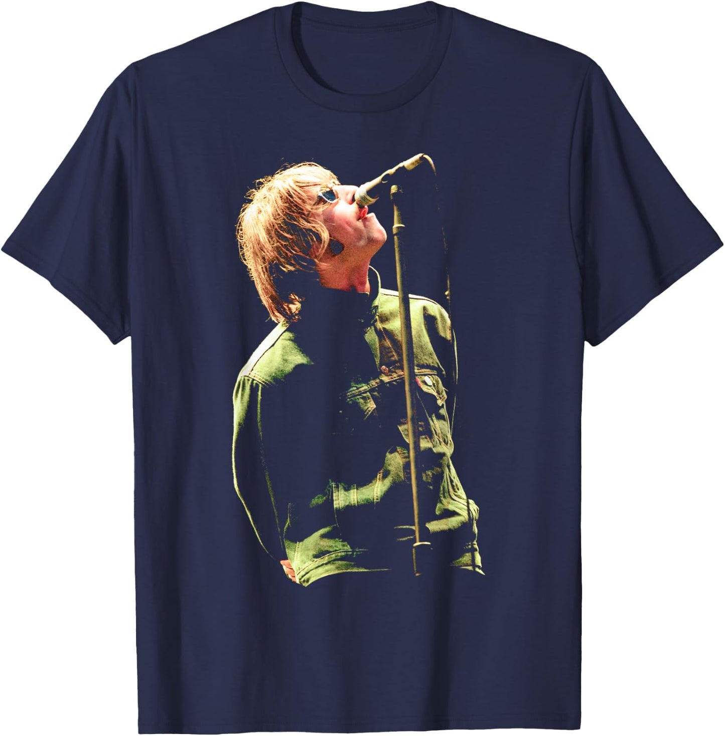 Liam Gallagher with Oasis at Balloch Castle 1996 , Black, S T-Shirt - T-Shirt | Navy