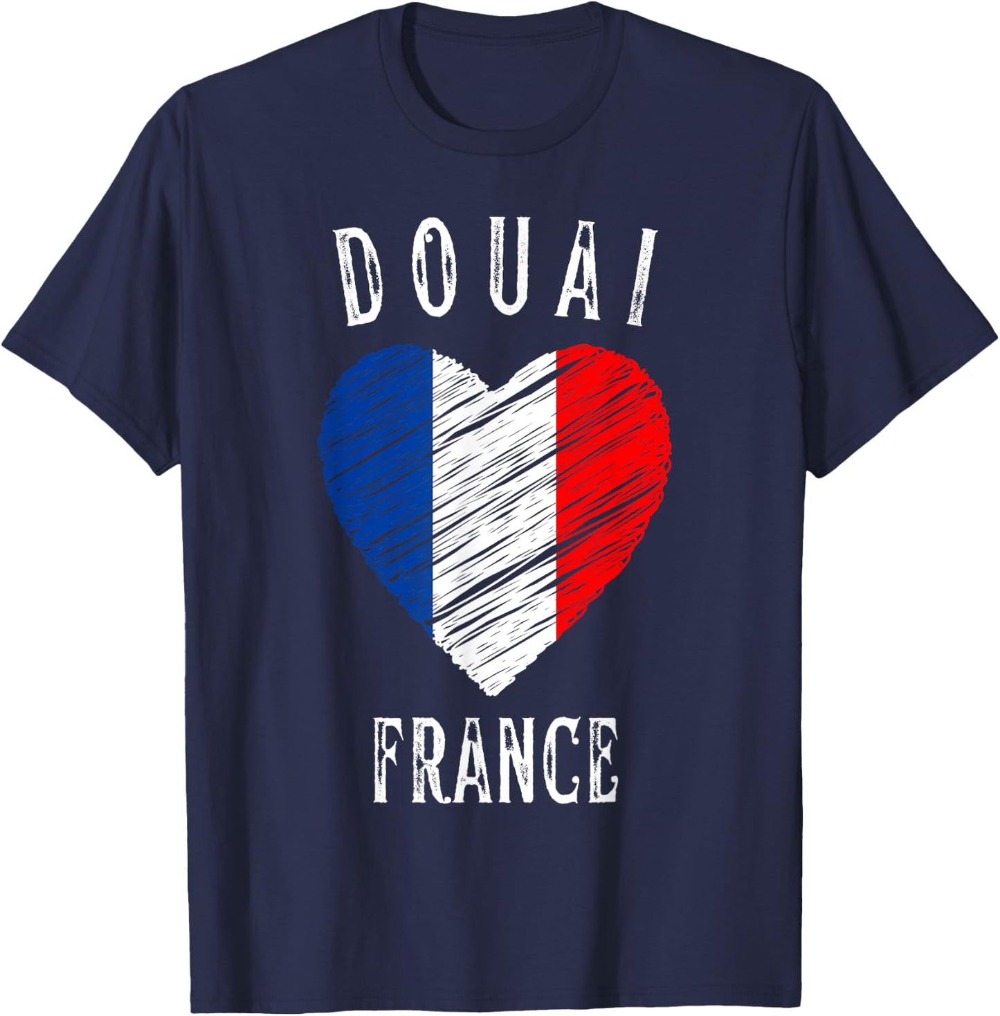 France Flag Heart Douai City T-Shirt - T-Shirt | Navy
