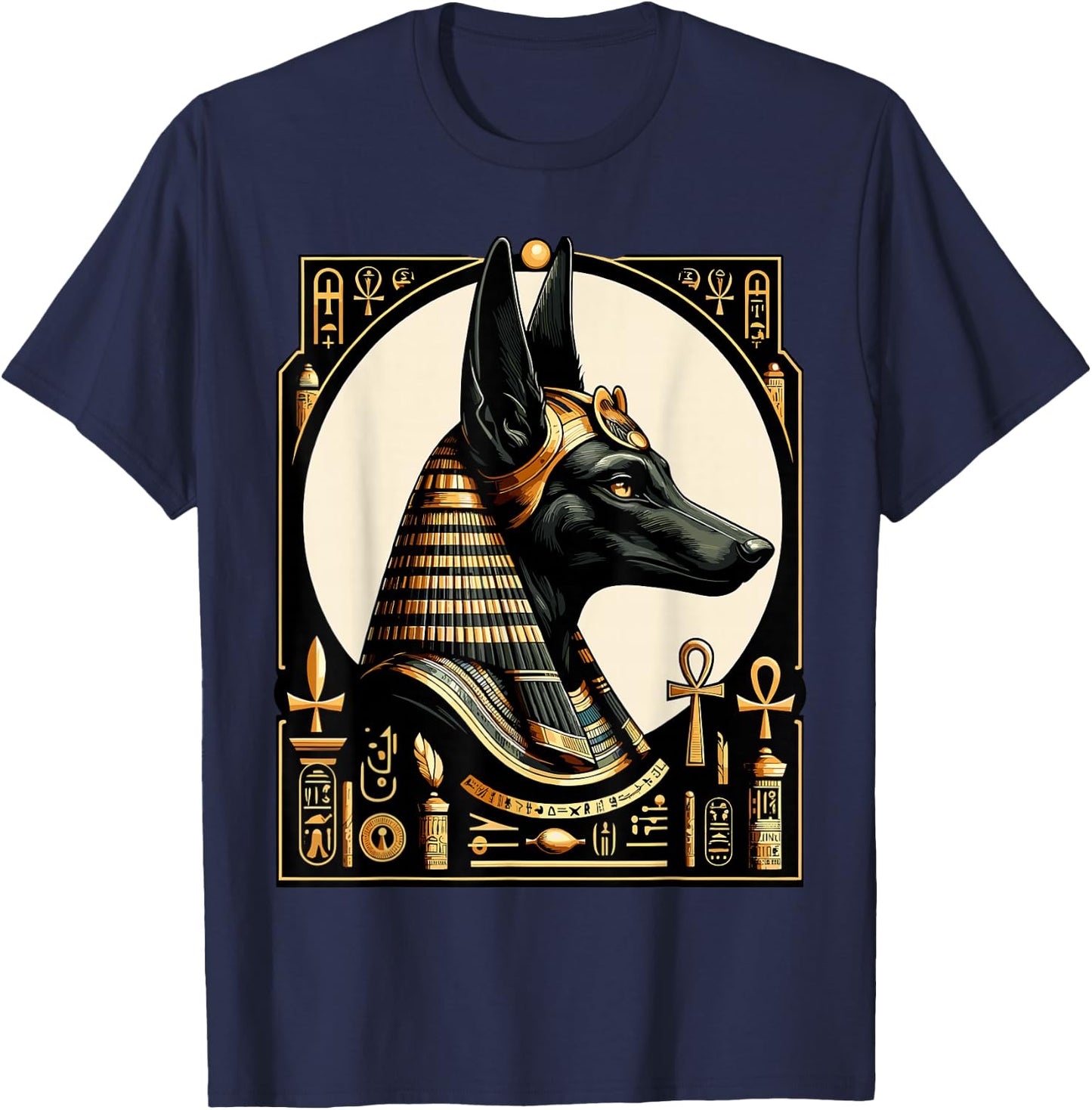 Streetwear 80s 90s Egypt Retro Egyptian God Anubis , black T-Shirt - T-Shirt | Navy