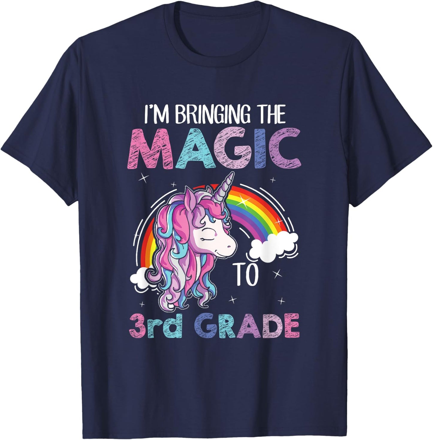 Unicorn 3rd Grade Girls Back to School Shirt Teacher Outfit T-Shirt - T-Shirt | Navy