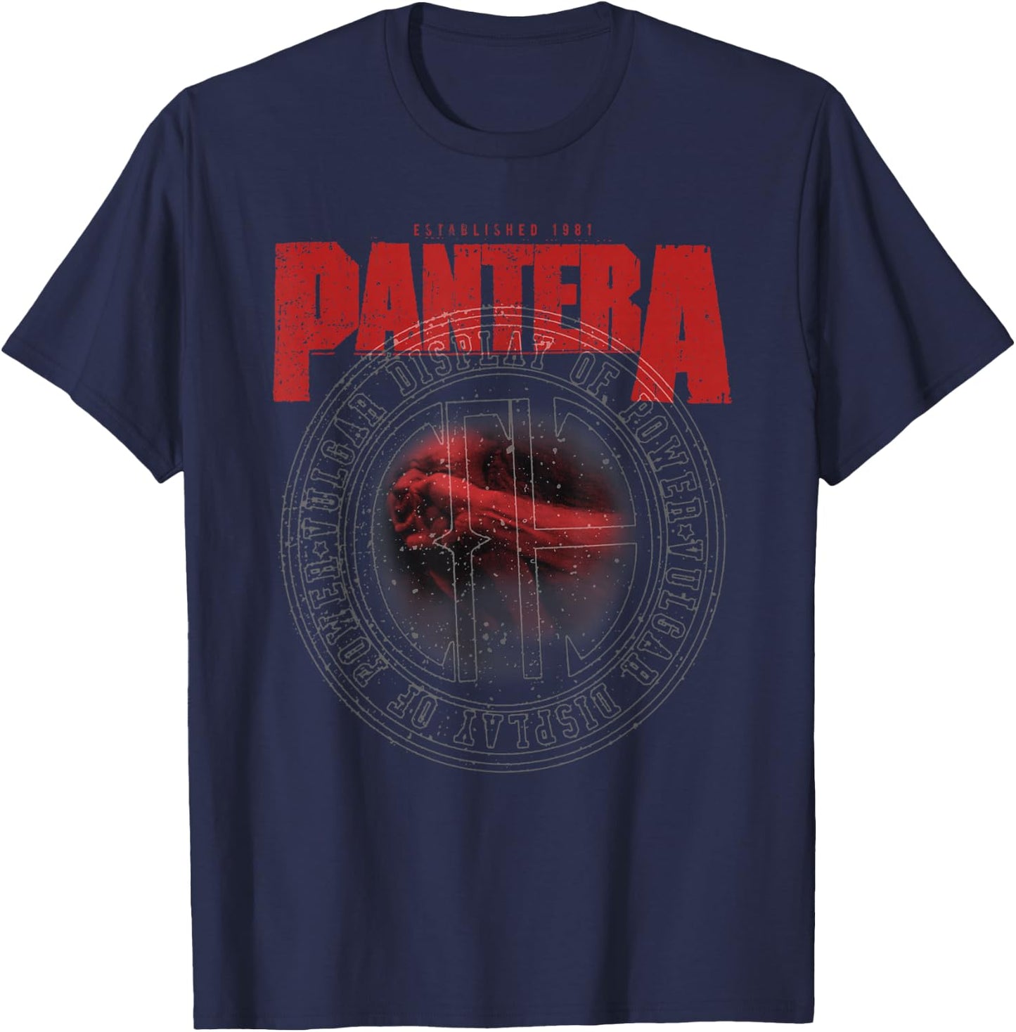 Pantera Official Vulgar Display of Power Circle , black T-Shirt - T-Shirt | Navy