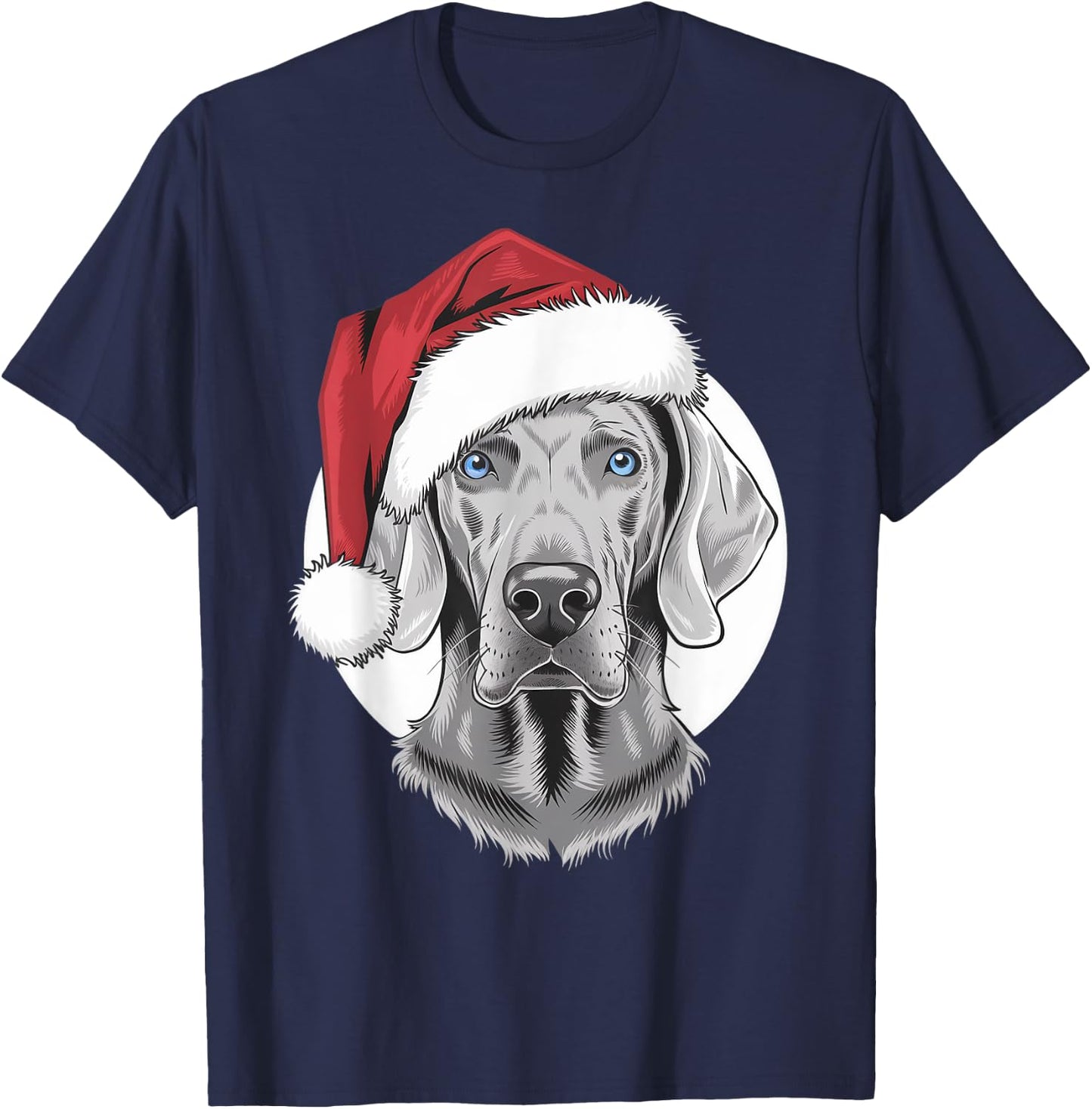 Joyful Weim Santa Dog on Weimaraner Christmas T-Shirt - T-Shirt | Navy