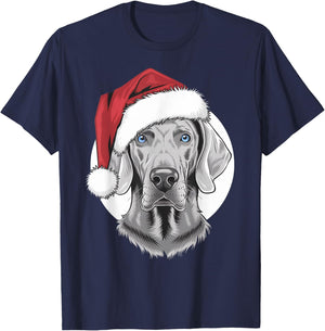 Joyful Weim Santa Dog on Weimaraner Christmas T-Shirt - T-Shirt | Navy
