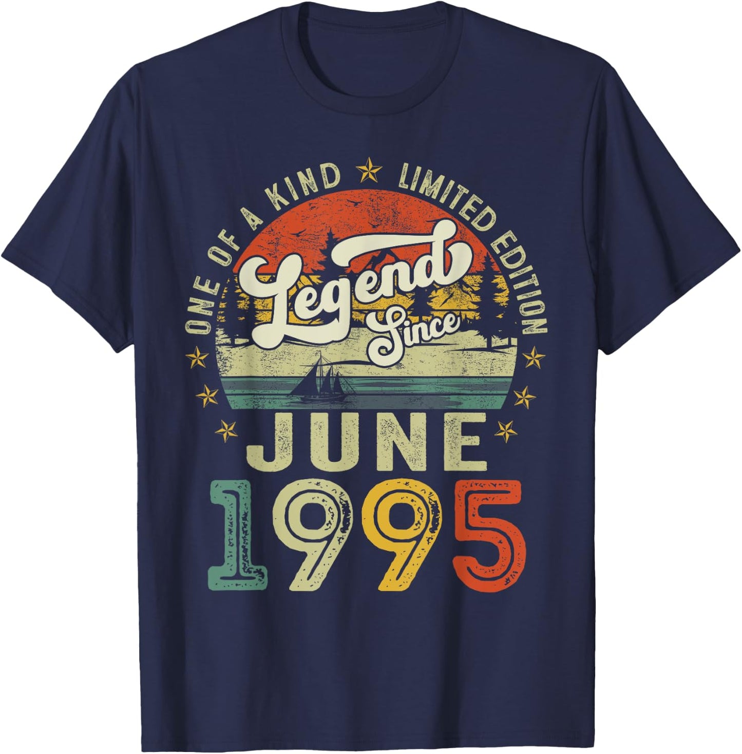 Legend Since June 1995 Vintage Retro 30th Birthday Men Women T-Shirt - T-Shirt | Navy