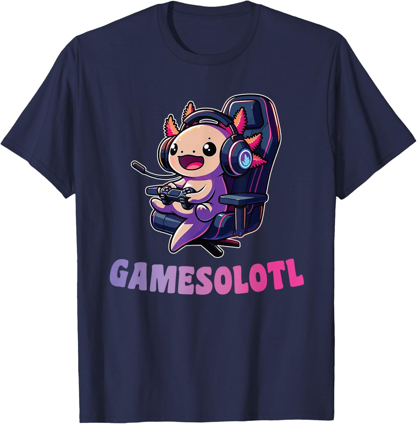 Gamesolotl Funny Axolotl Word Game for Gamer , black T-Shirt - T-Shirt | Navy