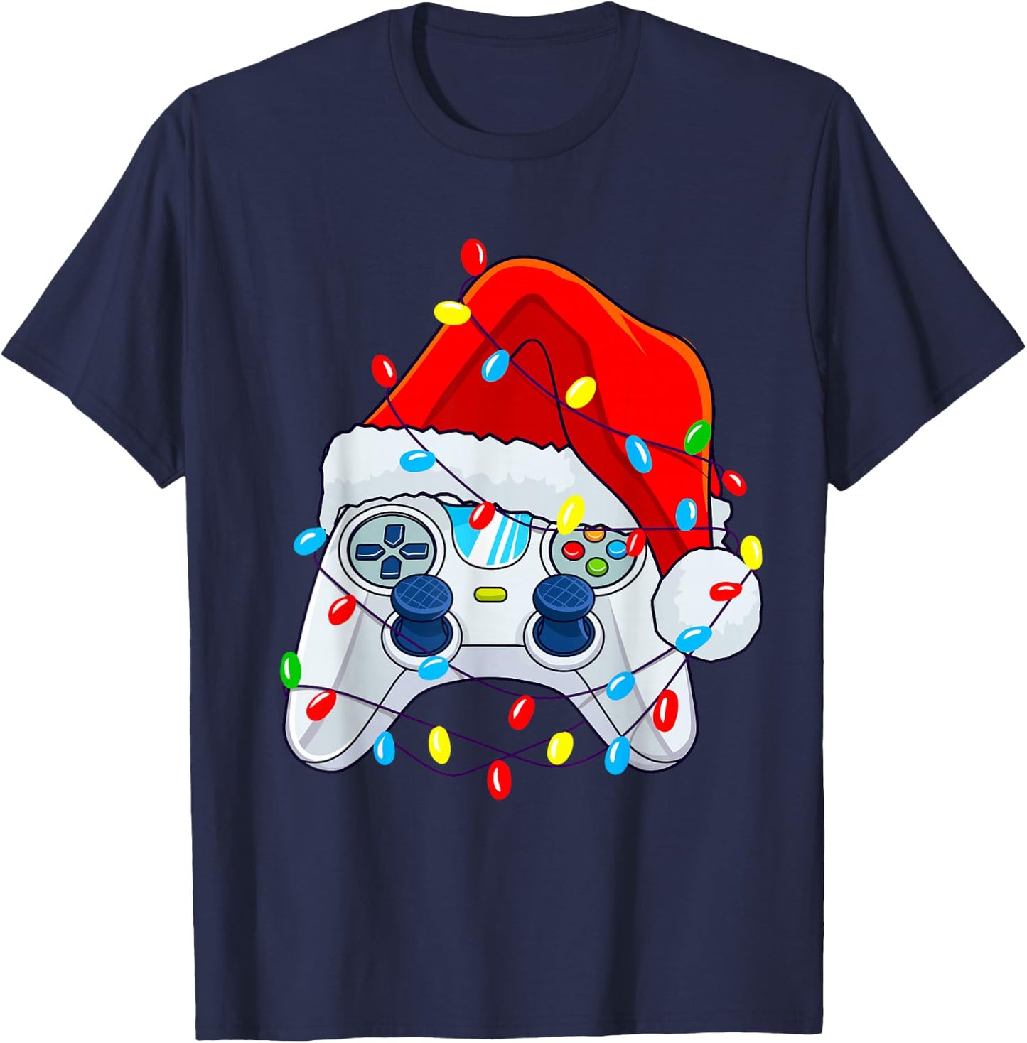 Video Game Controller Christmas Santa Hat Gamer Boys T-Shirt - T-Shirt | Navy