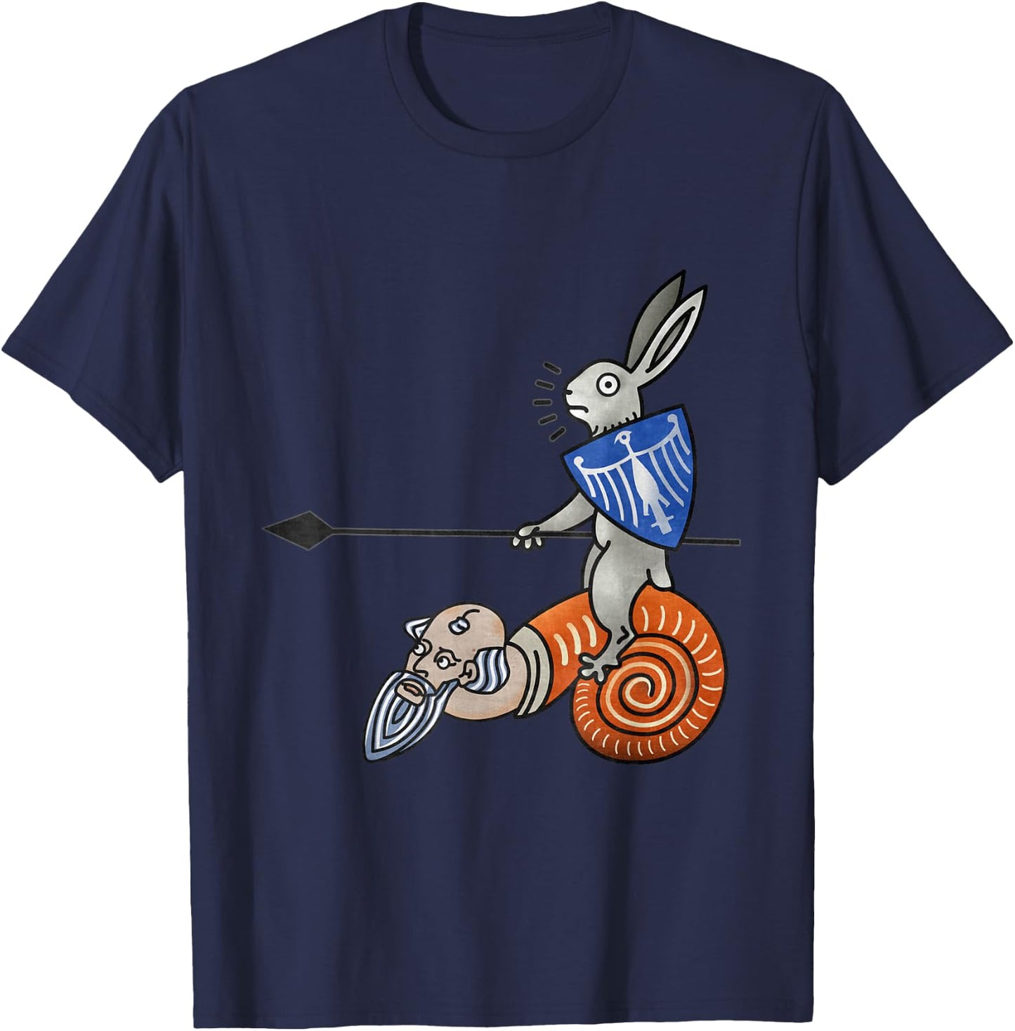 Magnificent jousting rabbit Medieval Marginalia MargiKnights T-Shirt - T-Shirt | Navy