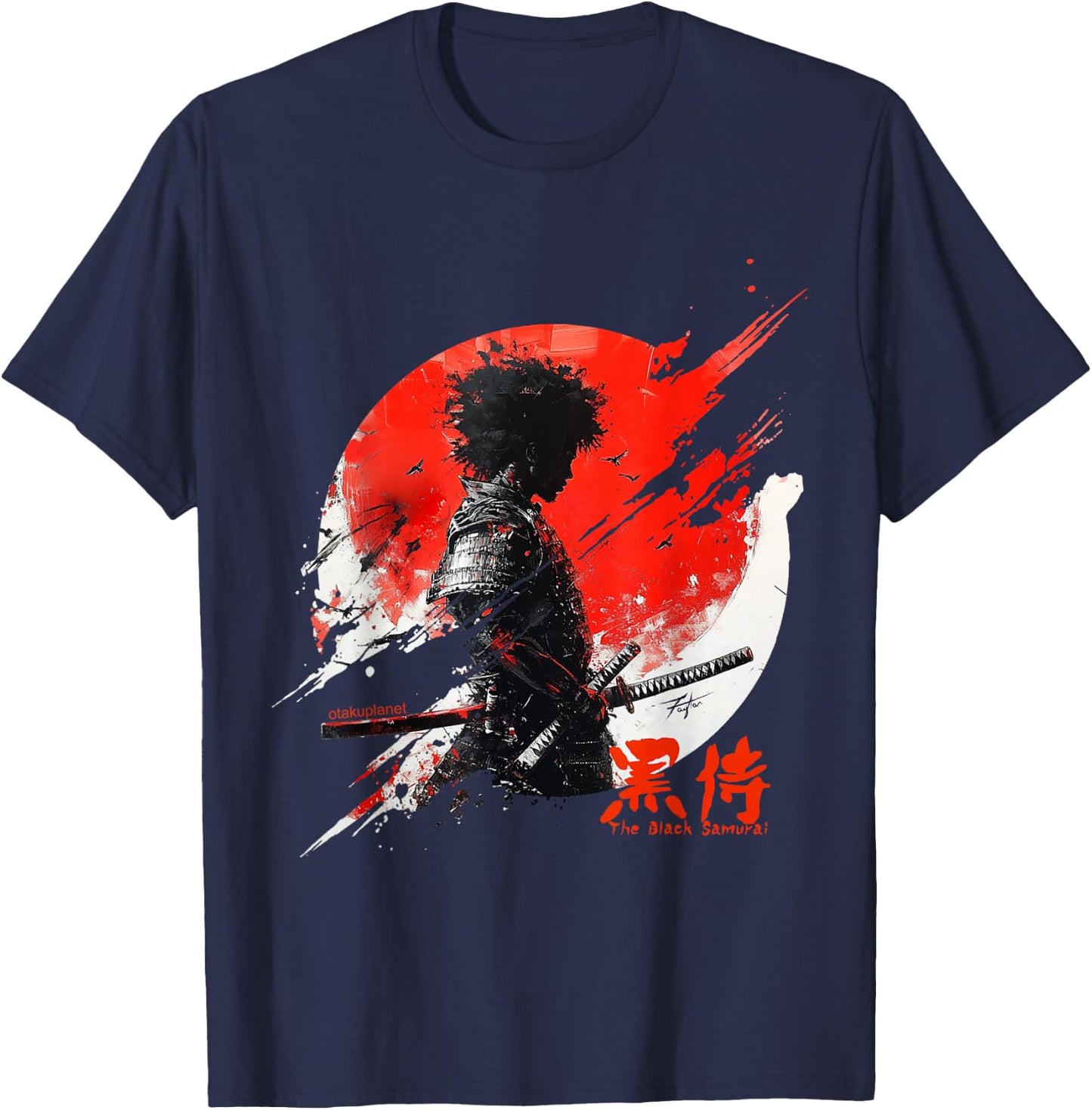Le samouraï noir dans le guerrier japonais rétro Vaporwave T-Shirt - T-Shirt | Navy