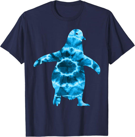 Cool Penguin Lover Apparel -Adults Black Tie-Dye T-Shirt - T-Shirt | Navy