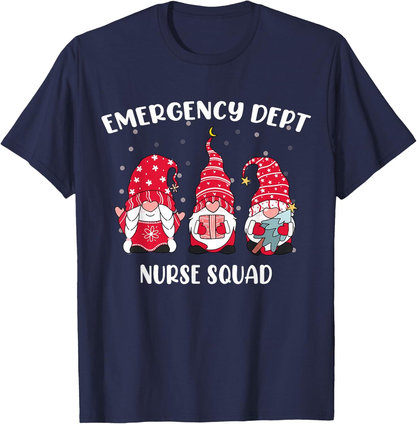Emergency Department Groovy ER Christmas Gnomes Nurse Squad T-Shirt - T-Shirt | Navy
