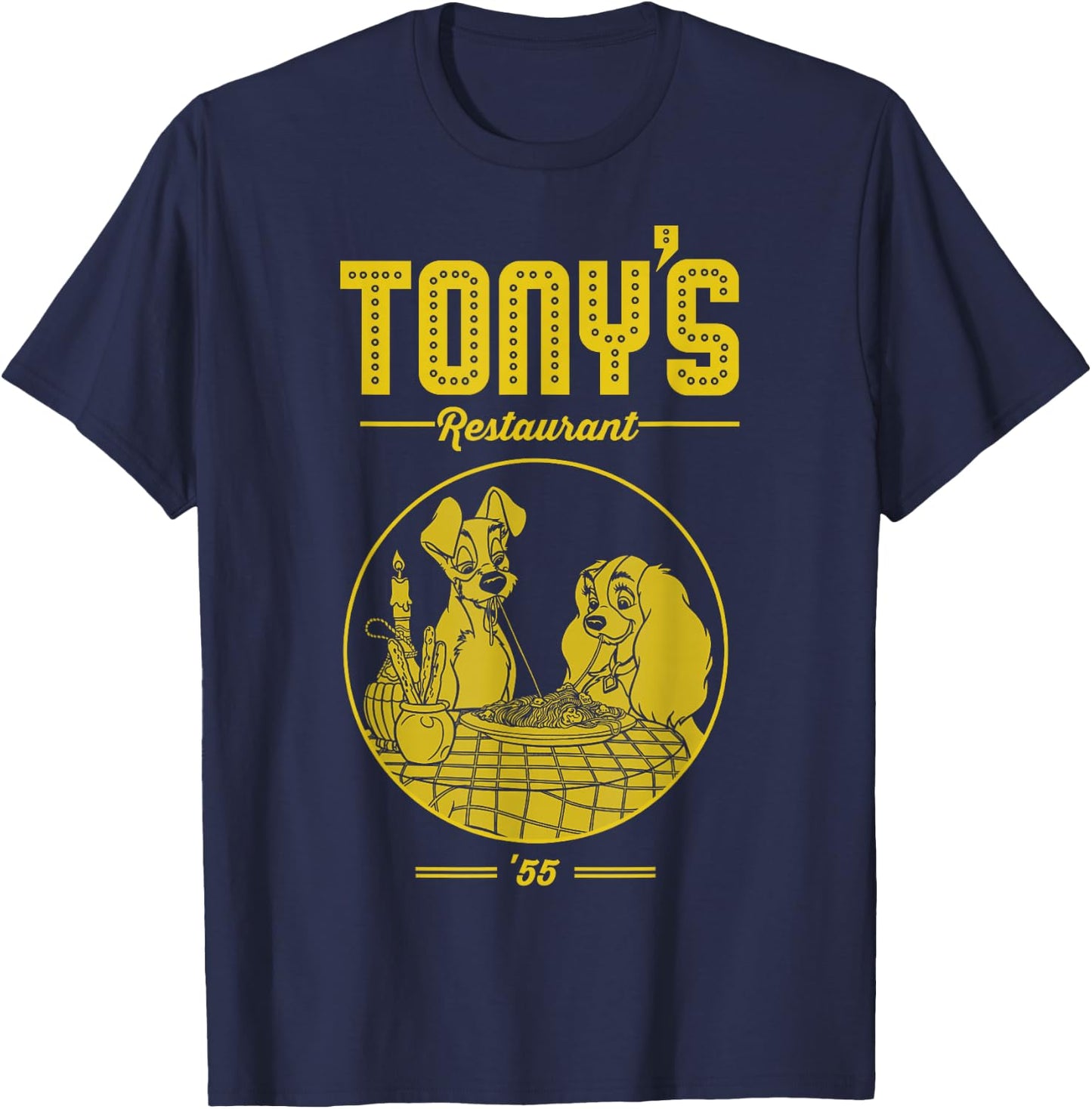 Disney Lady and The Tramp Tony's Restaurant Poster Small T-Shirt - T-Shirt | Navy