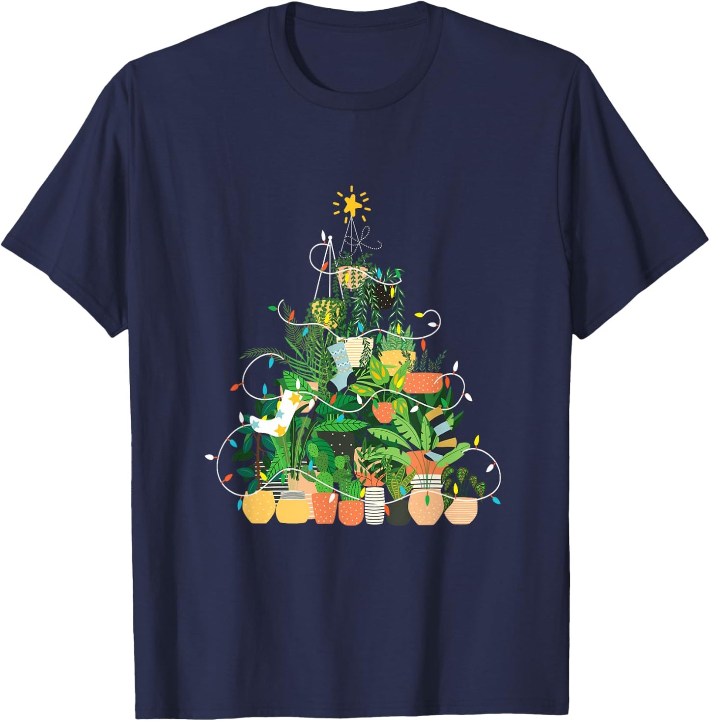 Gardening Potted Plant Christmas Tree T-Shirt - T-Shirt | Navy
