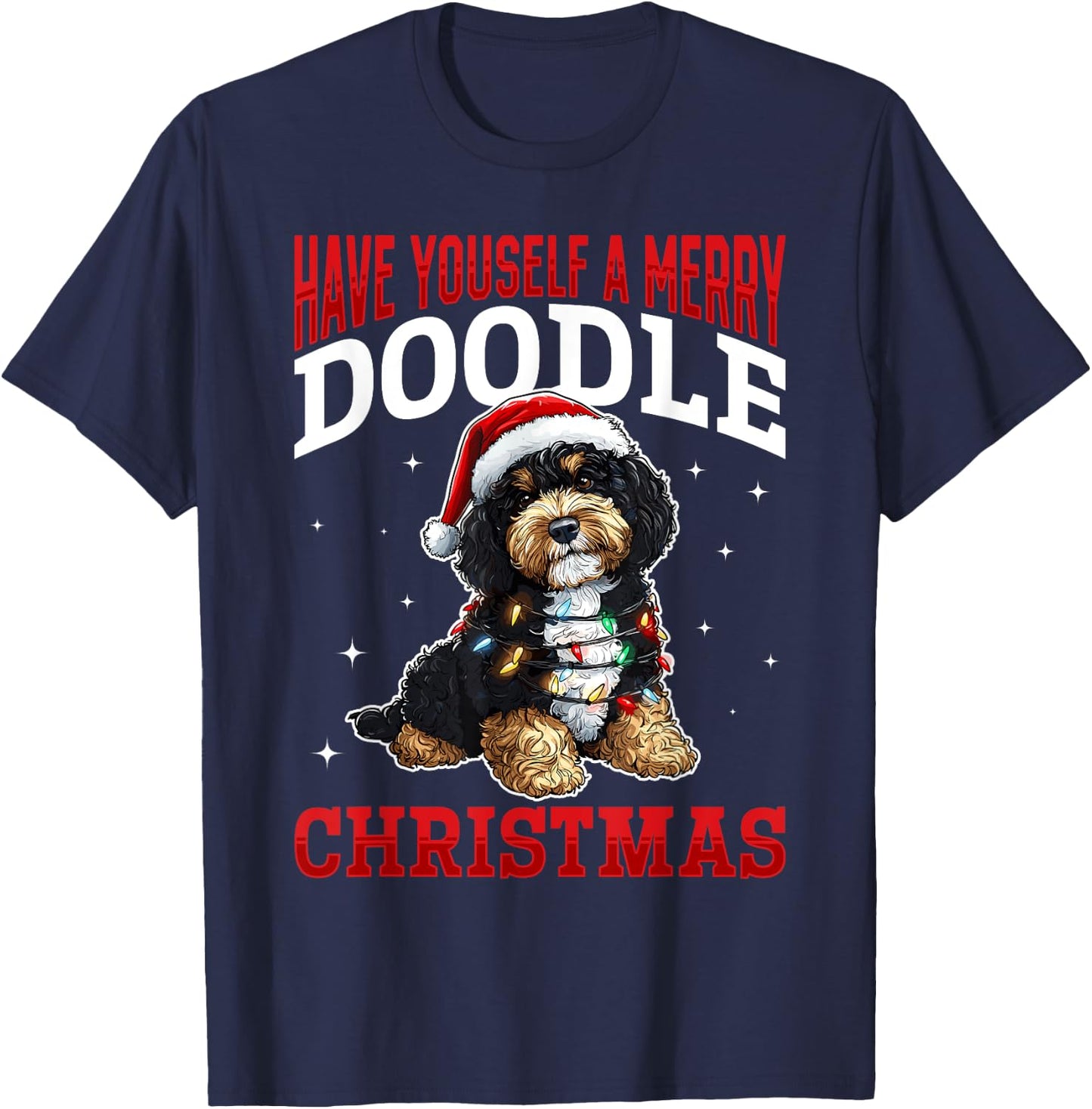 Bernedoodle Christmas Dog Breed Have Yourself a Merry Doodle Men Women Kids T-Shirt - T-Shirt | Navy