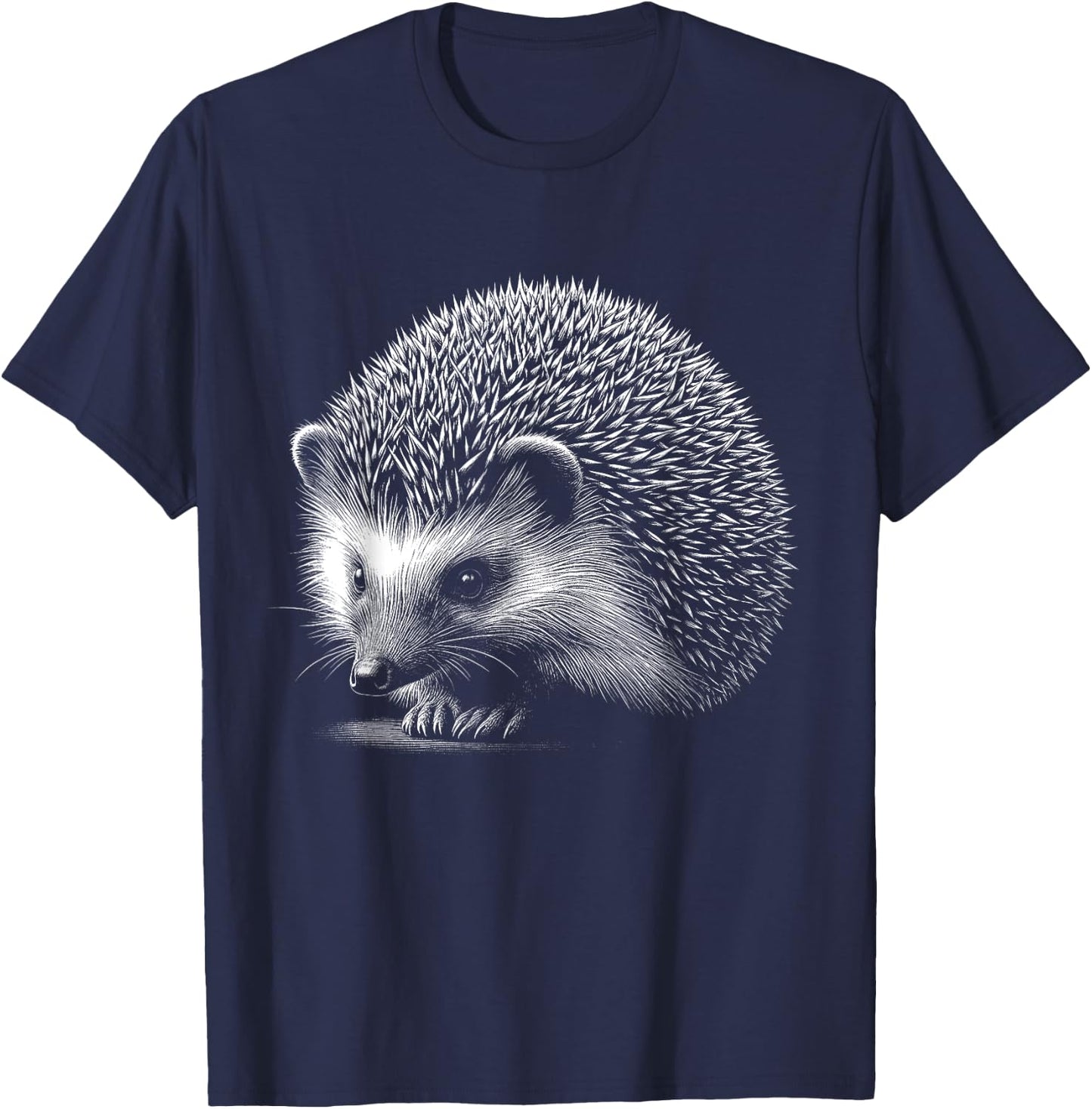 Hedgehog Lover Art , -Adults, Black, Small, Short Sleeve T-Shirt - T-Shirt | Navy