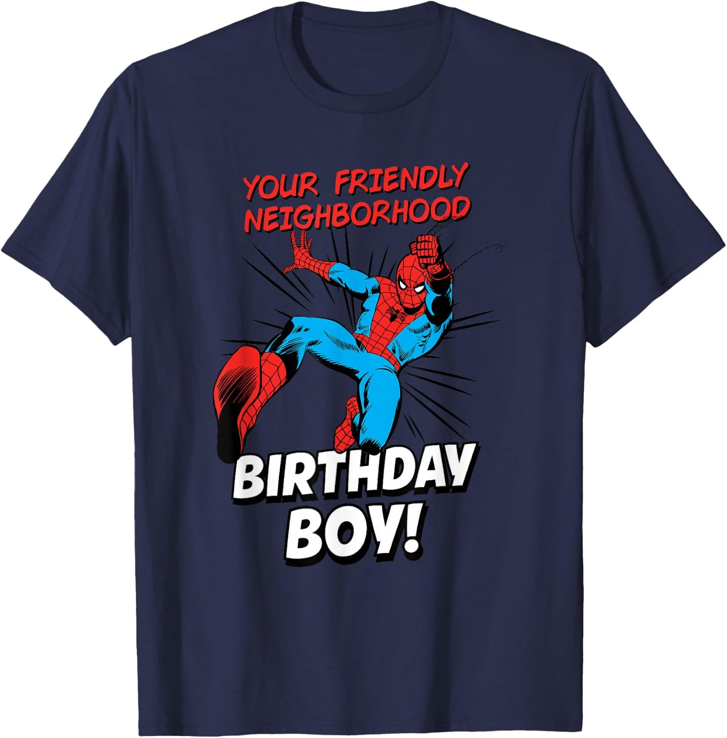 Marvel Comics Spider-Man Friendly Neighborhood Birthday Boy T-Shirt - T-Shirt | Navy