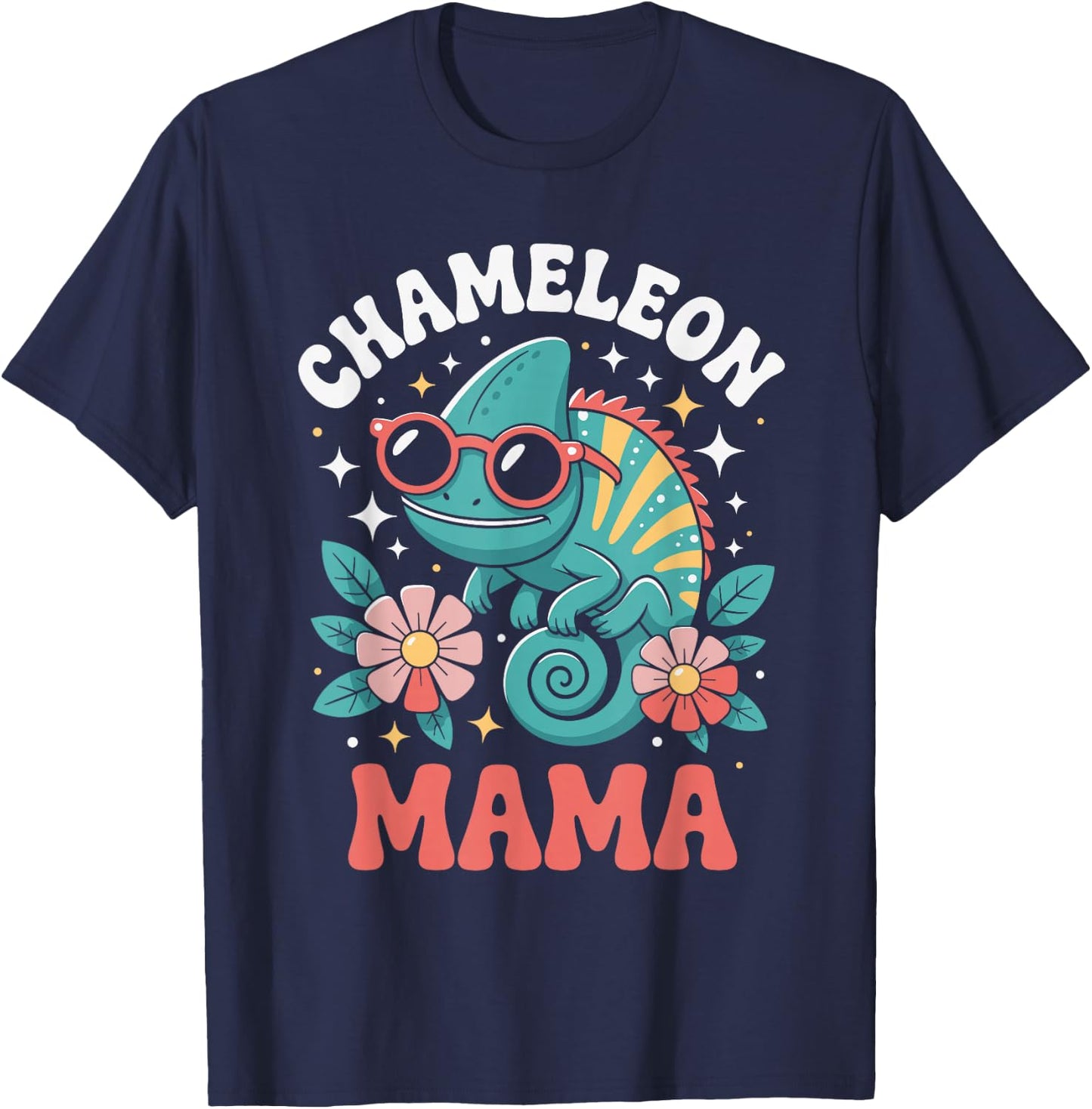 Chameleon Mama Floral Vintage 60s 70s Sunglasses T-Shirt - T-Shirt | Navy