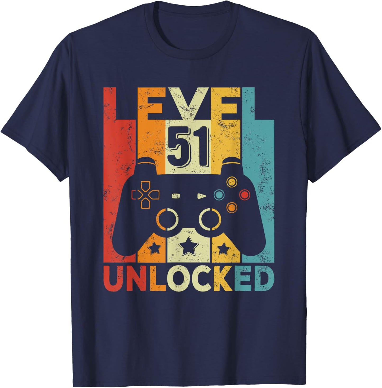 51st Birthday Man Woman 51 Year Old Game Controller Gamer T-Shirt - T-Shirt | Navy