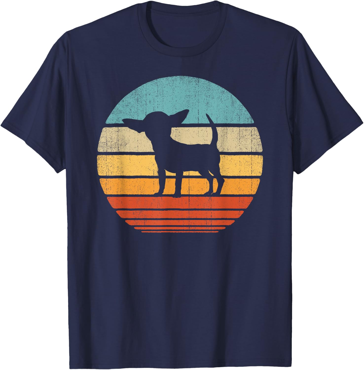 Chihuahua Retro Vintage 60s 70s Sunset Dog Lovers Men Women T-Shirt - T-Shirt | Navy