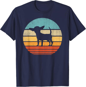 Chihuahua Retro Vintage 60s 70s Sunset Dog Lovers Men Women T-Shirt - T-Shirt | Navy