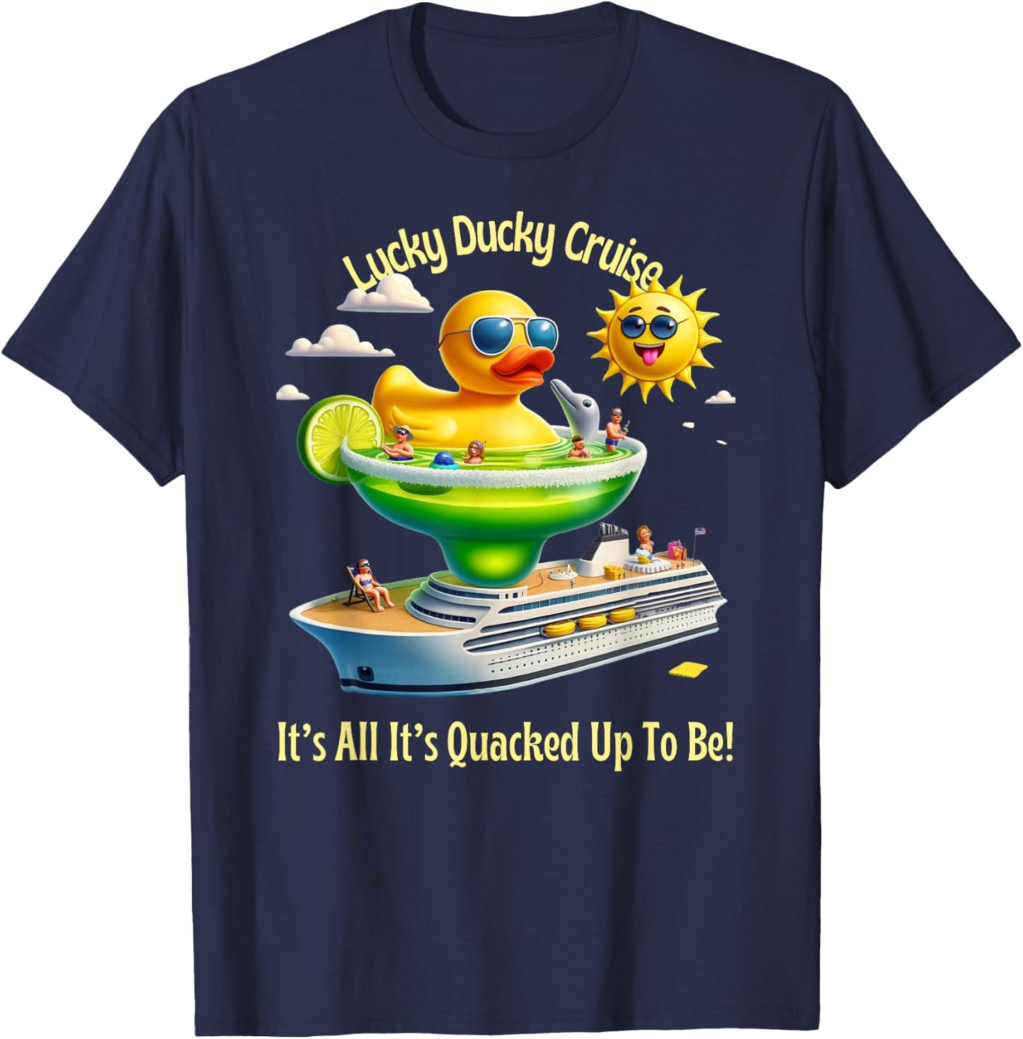 Lucky Ducky Margarita Cruise Funny Cruise T-Shirt - T-Shirt | Navy
