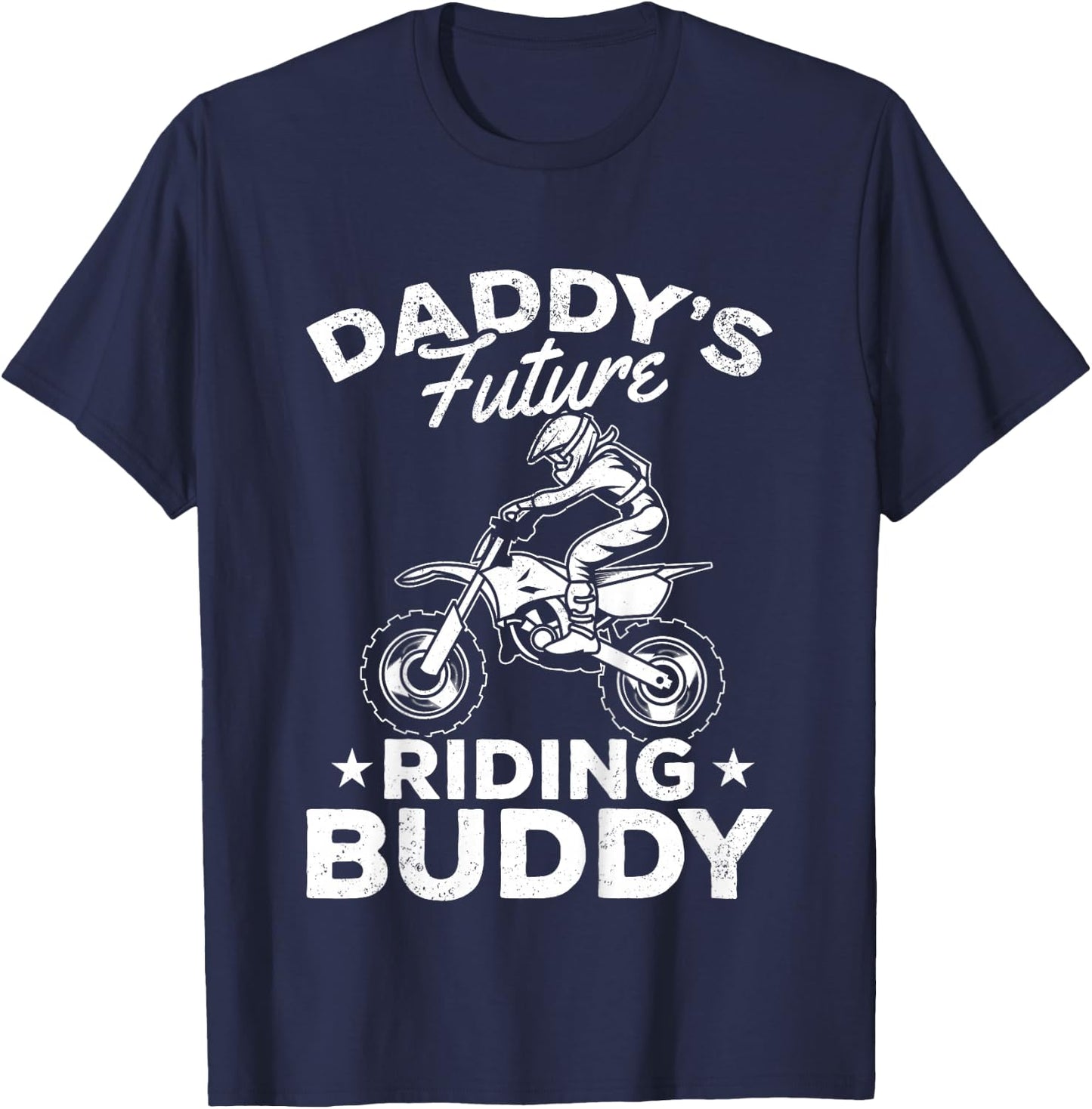 Daddy's Future Riding Buddy Motocross Kids Dirt Bike Boy T-Shirt - T-Shirt | Navy