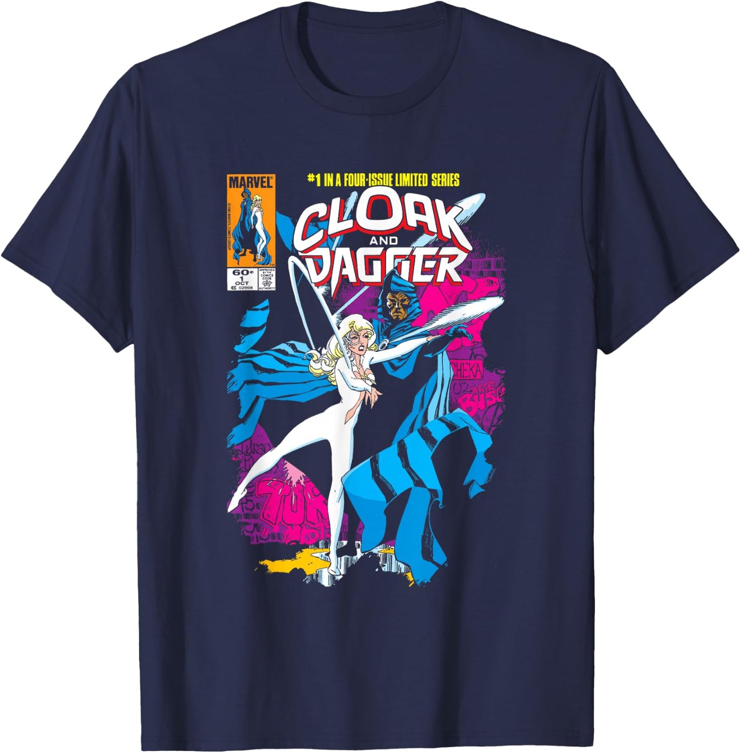 Cloak And Dagger Comic Cover T-Shirt - T-Shirt | Navy